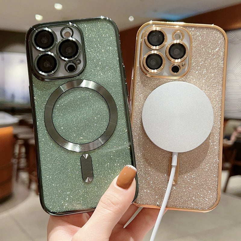 Phone Case Magnetic Charging Electroplating Glitter All-inclusive
