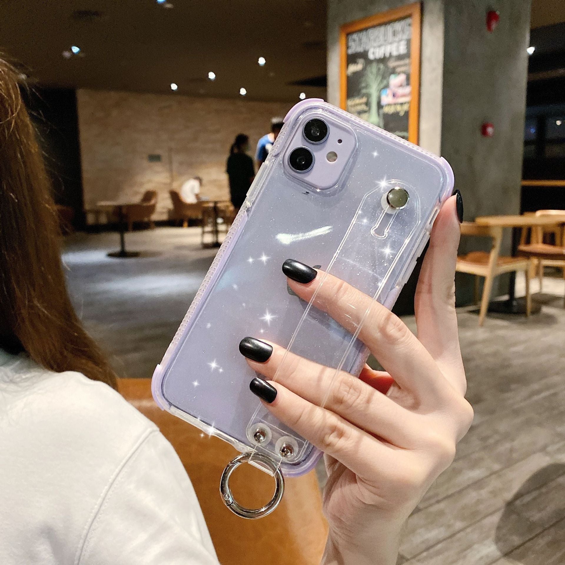 Compatible with Apple , Transparent flash powder anti falling mobile phone case