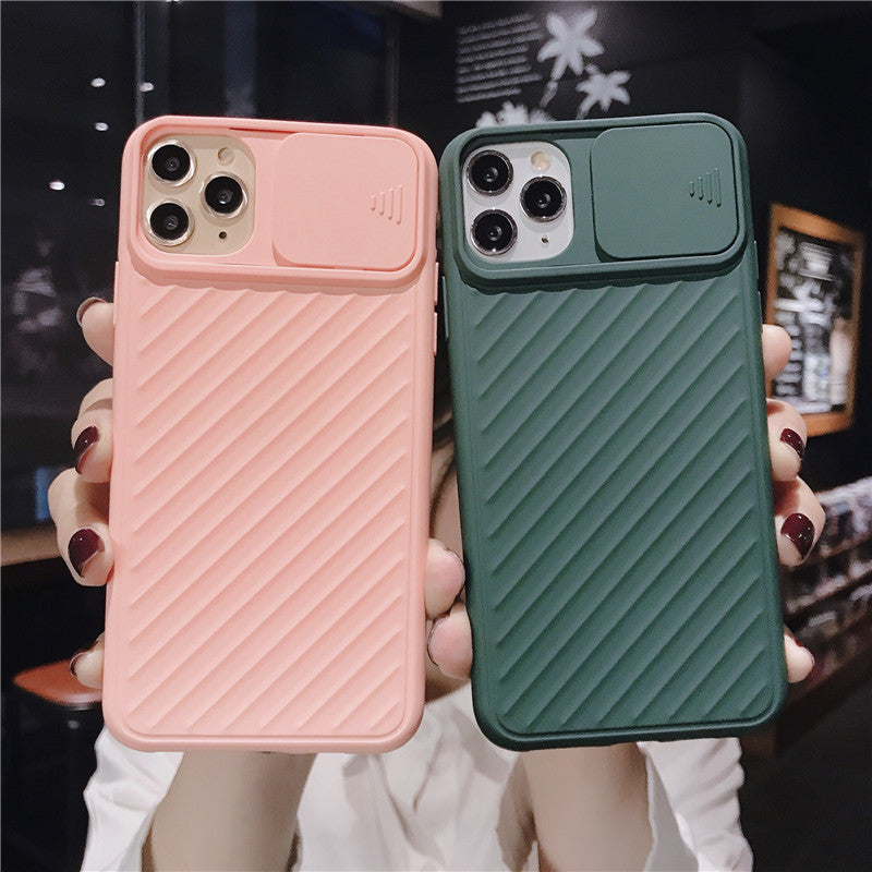 Slide Camera Lens Protector Phone Case Soft Silicone Cover Matte Back Cover
