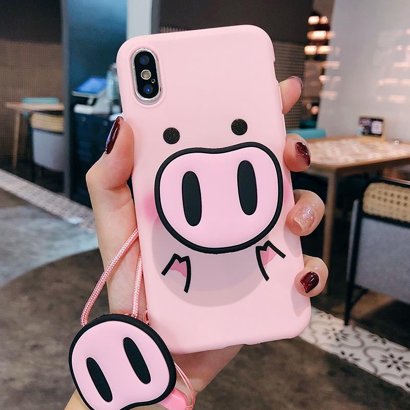 Funny Cartoon Pig Case For  X XS Max XR Case For7 6s 8 8 Plus Cute Cover Nose Soft Back Cases Animal