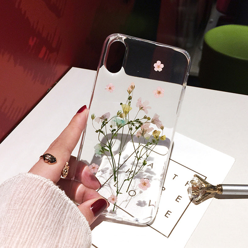 Dried Real Flower Cases For I  XR Case Handmade Clear Soft Back Cover