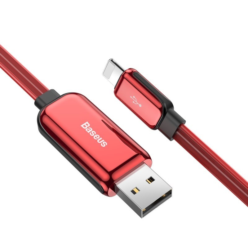 Compatible With , Baseus Flat Glowing 2.4A USB Cable For  Xs Max 8 Plus 1M Fast Charging Sync Data Line LED USB Cable For  SE 7 Cabo