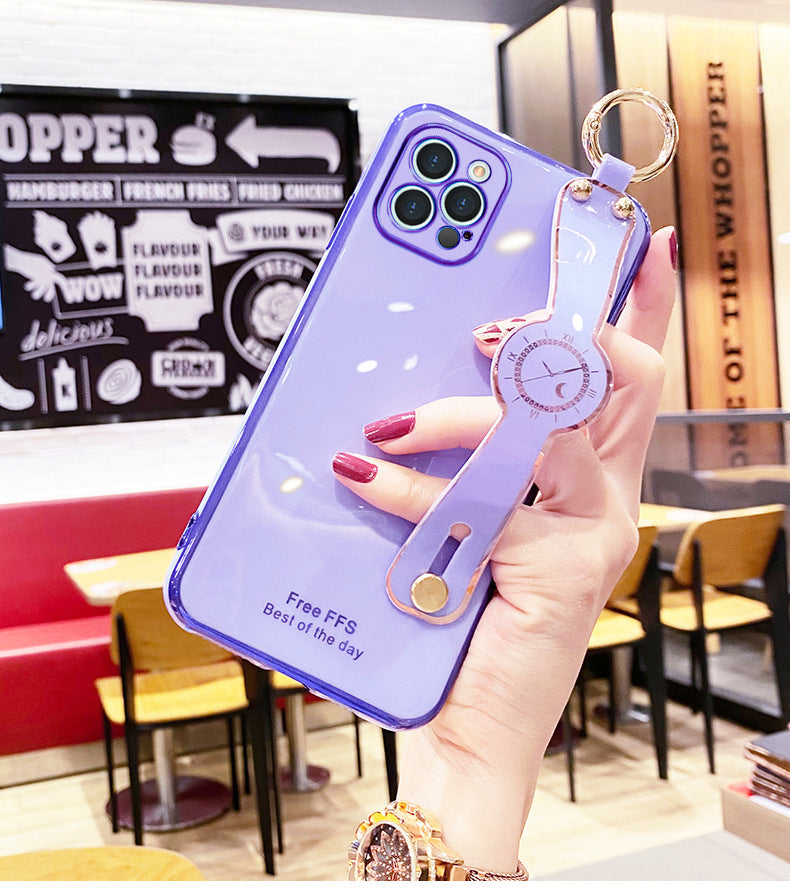 Compatible with Apple,  Electroplating Mobile Phone Case Wristband 6D Fine Hole All-Inclusive iPhone Case