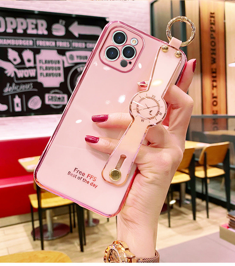 Compatible with Apple,  Electroplating Mobile Phone Case Wristband 6D Fine Hole All-Inclusive iPhone Case