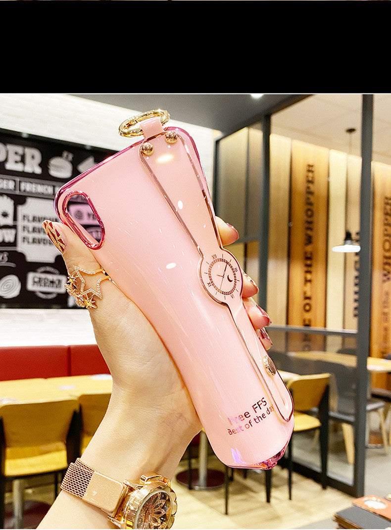 Compatible with Apple,  Electroplating Mobile Phone Case Wristband 6D Fine Hole All-Inclusive iPhone Case