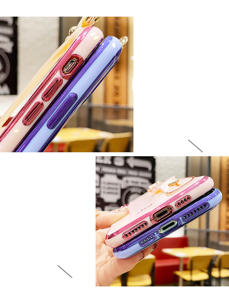 Compatible with Apple,  Electroplating Mobile Phone Case Wristband 6D Fine Hole All-Inclusive iPhone Case
