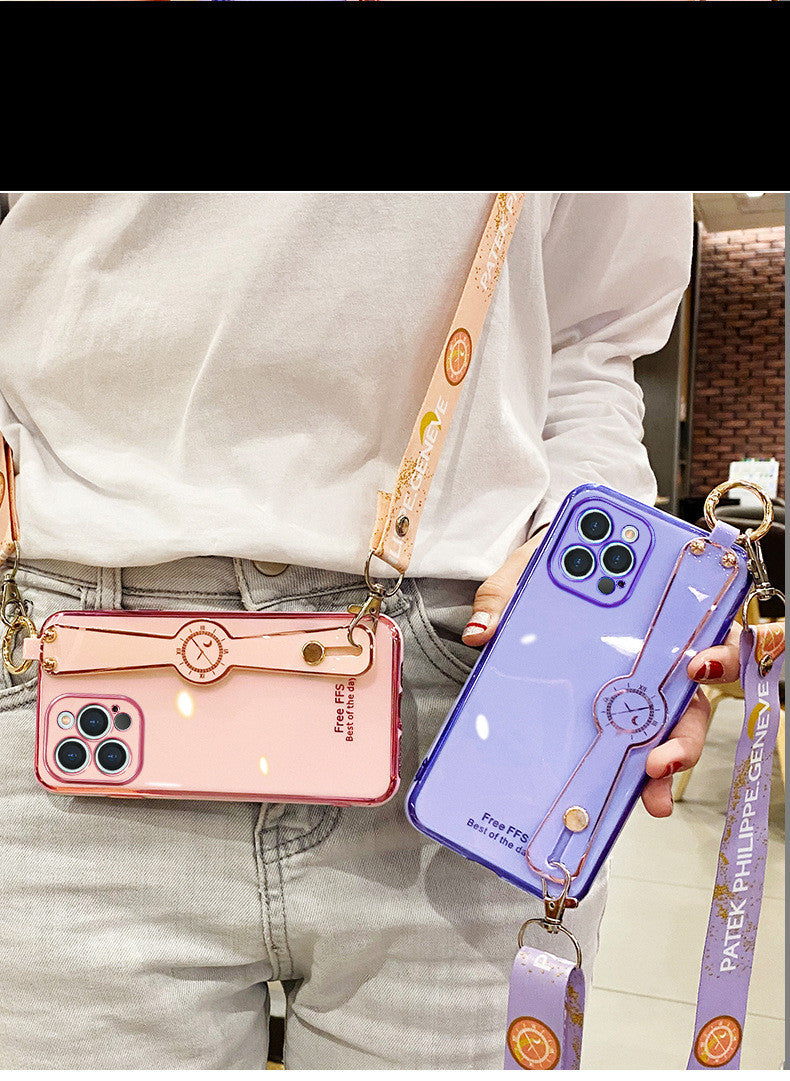 Compatible with Apple,  Electroplating Mobile Phone Case Wristband 6D Fine Hole All-Inclusive iPhone Case