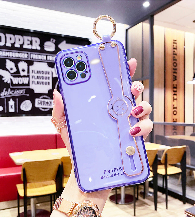Compatible with Apple,  Electroplating Mobile Phone Case Wristband 6D Fine Hole All-Inclusive iPhone Case