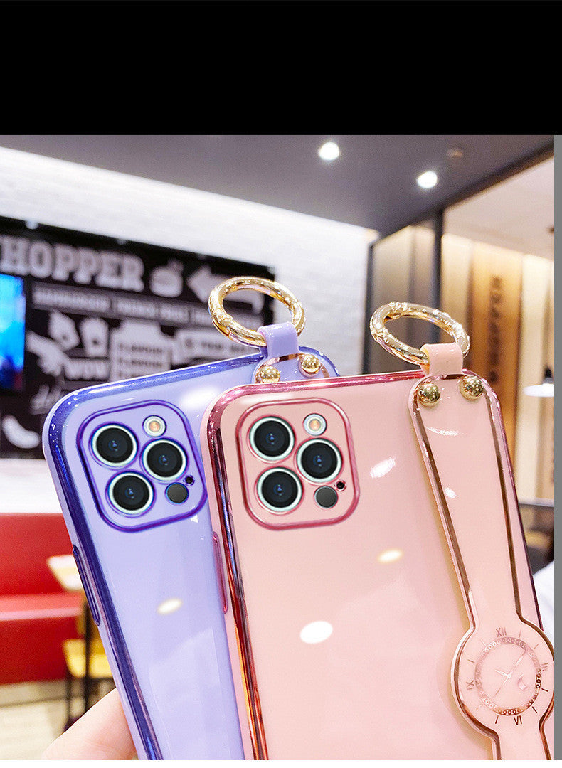Compatible with Apple,  Electroplating Mobile Phone Case Wristband 6D Fine Hole All-Inclusive iPhone Case