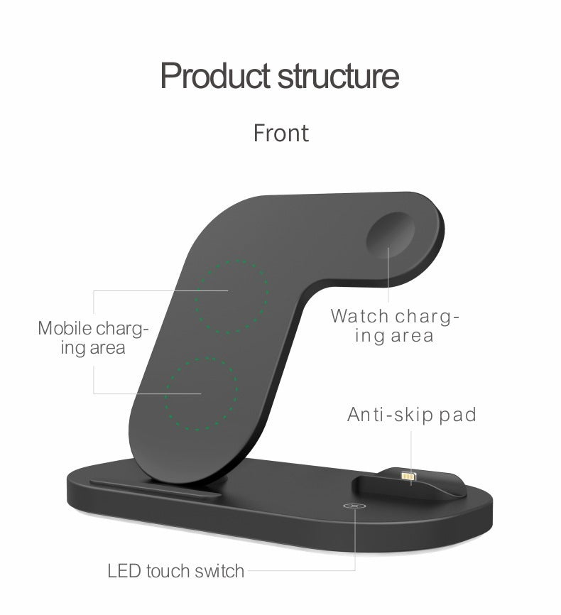 Compatible with Apple, 15W Qi Fast Wireless Charger Stand for iPhone 12Pro XR Watch 3 in 1, Foldable Charging Station for Airpods Pro IWatch