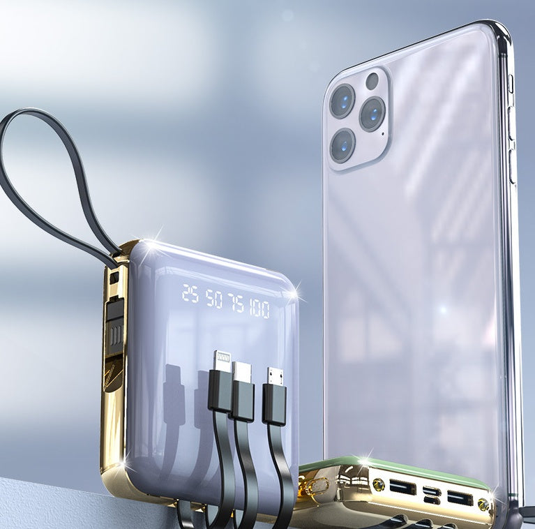 Four-Wire Mini Power Bank 20000 mAh New Fast Charge Digital Display Mobile Power Gift Customization