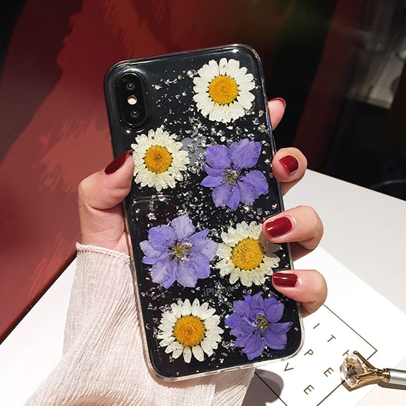 Dried Real Flower Cases For I  XR Case Handmade Clear Soft Back Cover