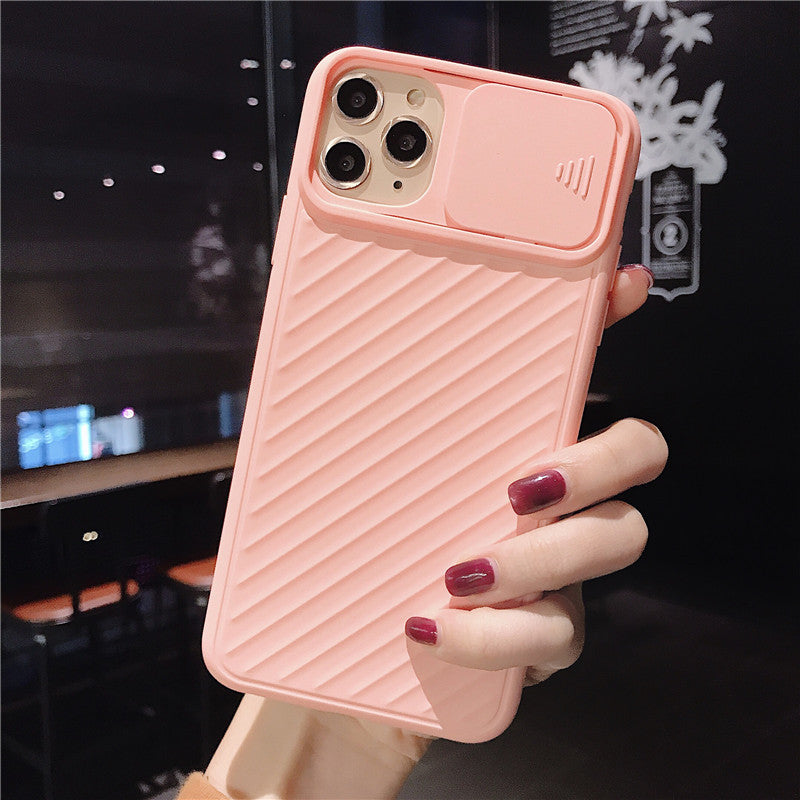 Slide Camera Lens Protector Phone Case Soft Silicone Cover Matte Back Cover