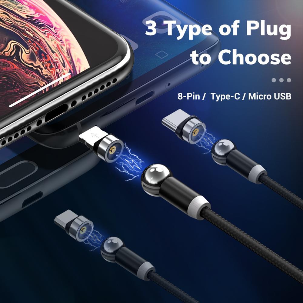 360 degree rotation of magnetic charging cable