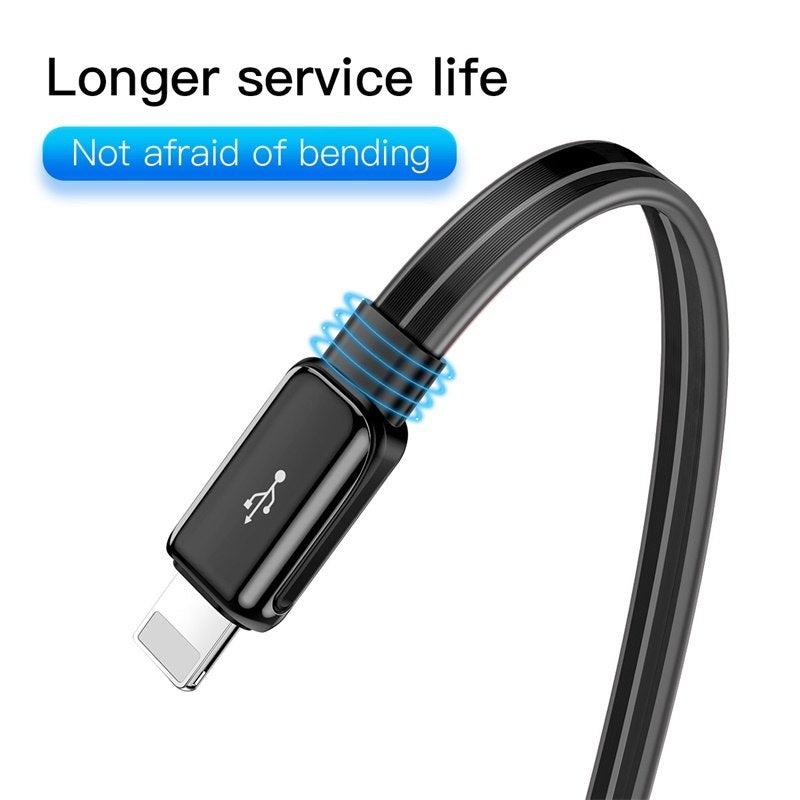 Compatible With , Baseus Flat Glowing 2.4A USB Cable For  Xs Max 8 Plus 1M Fast Charging Sync Data Line LED USB Cable For  SE 7 Cabo