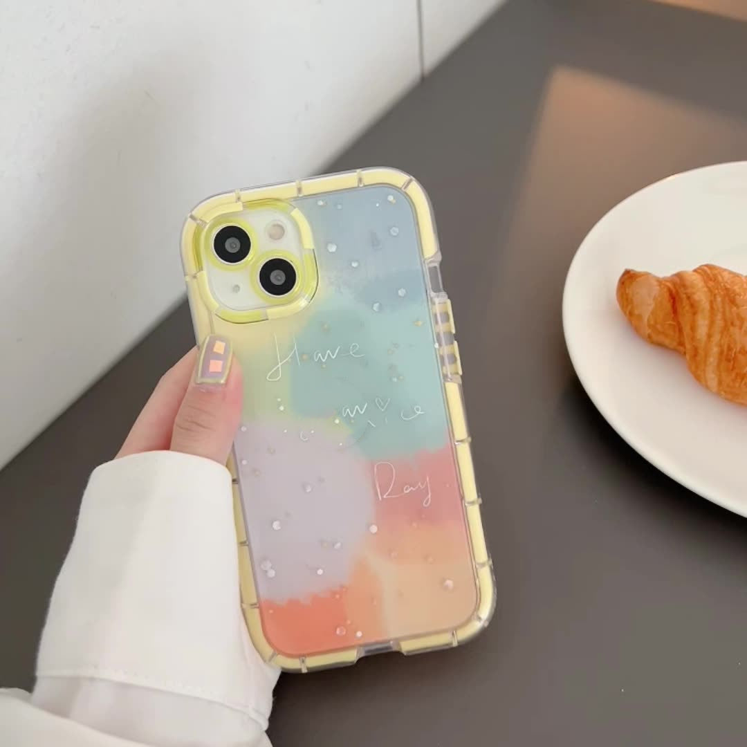 Minimalist Contrast Color Ip 14 Silicone Phone Case