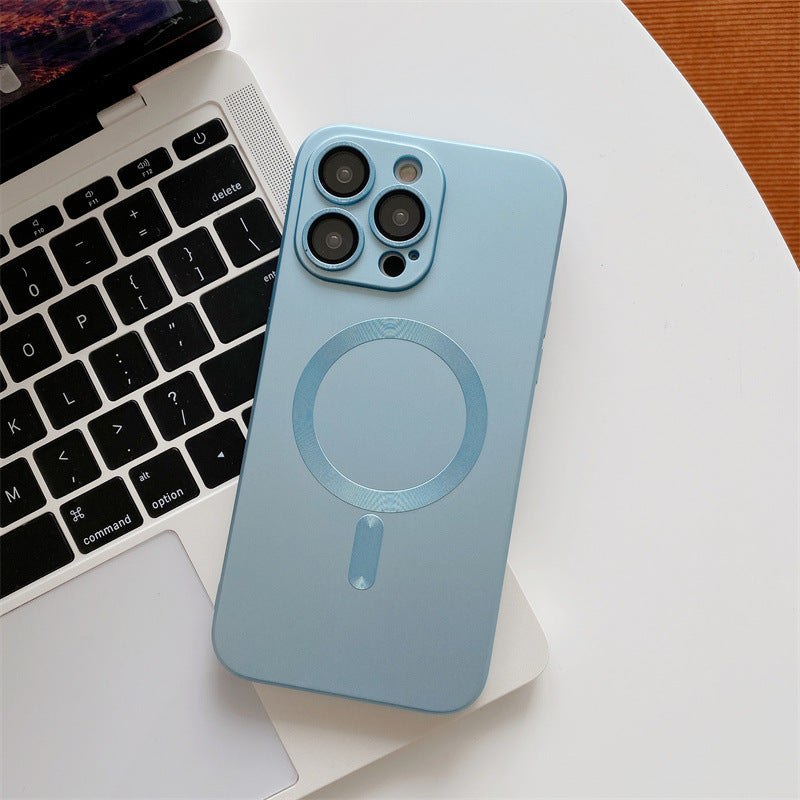 Magnetic Suction With Lens Film Electroplating Mobile Phone Case