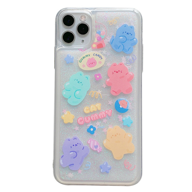 Compatible With  , Color Bear Quicksand Snowflake Phone Case Anti-drop