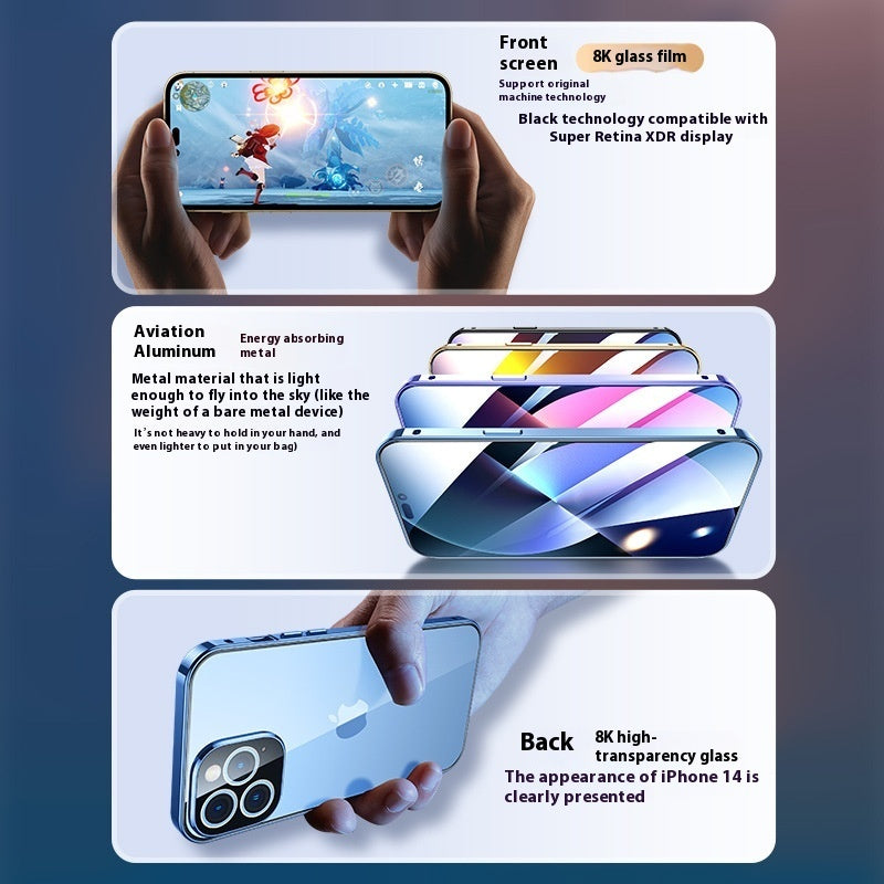 Applicable To 16 Series Double-sided Glass Ultra-thin Magnetic Drop-resistant iPhone Case