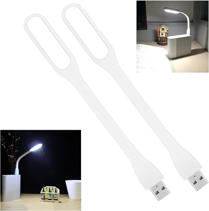 Flexible Mini Light, Portable USB LED Reading Night Lamp for PC, Laptop, Laptop, Power Bank, 2 Pack