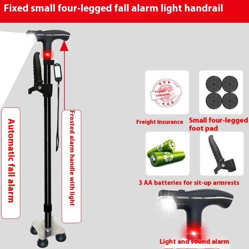 Elderly Non-slip Multi-function Automatic Alarm With Light Telescopic Walking Stick