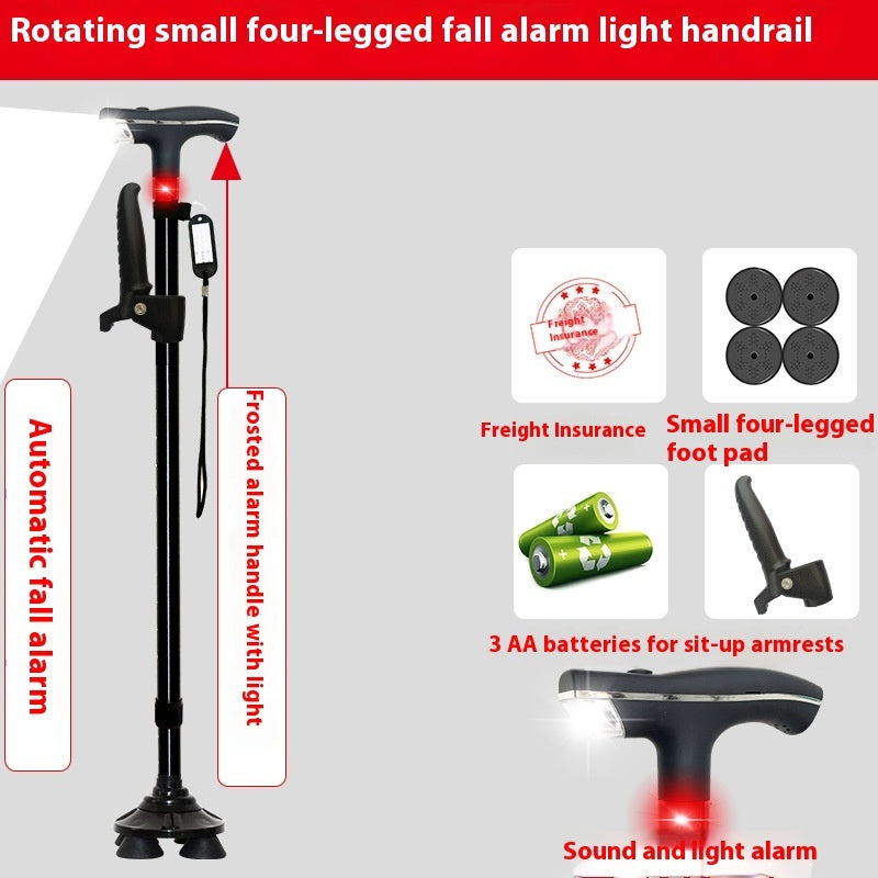 Elderly Non-slip Multi-function Automatic Alarm With Light Telescopic Walking Stick