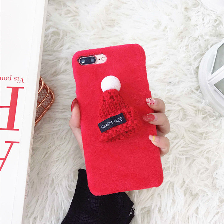 Compatible with Apple, New plush hats iPhone7/8plus Christmas mobile phone
