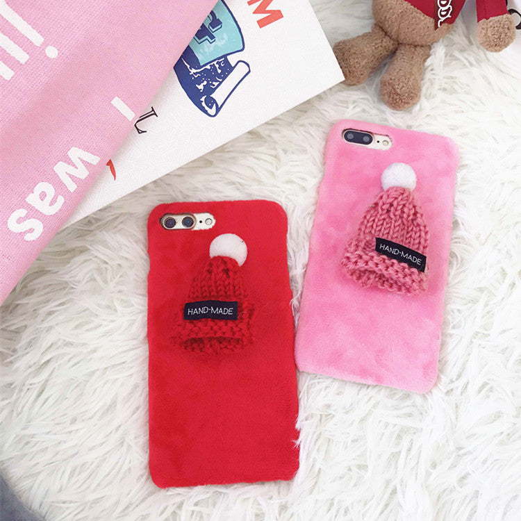 Compatible with Apple, New plush hats iPhone7/8plus Christmas mobile phone