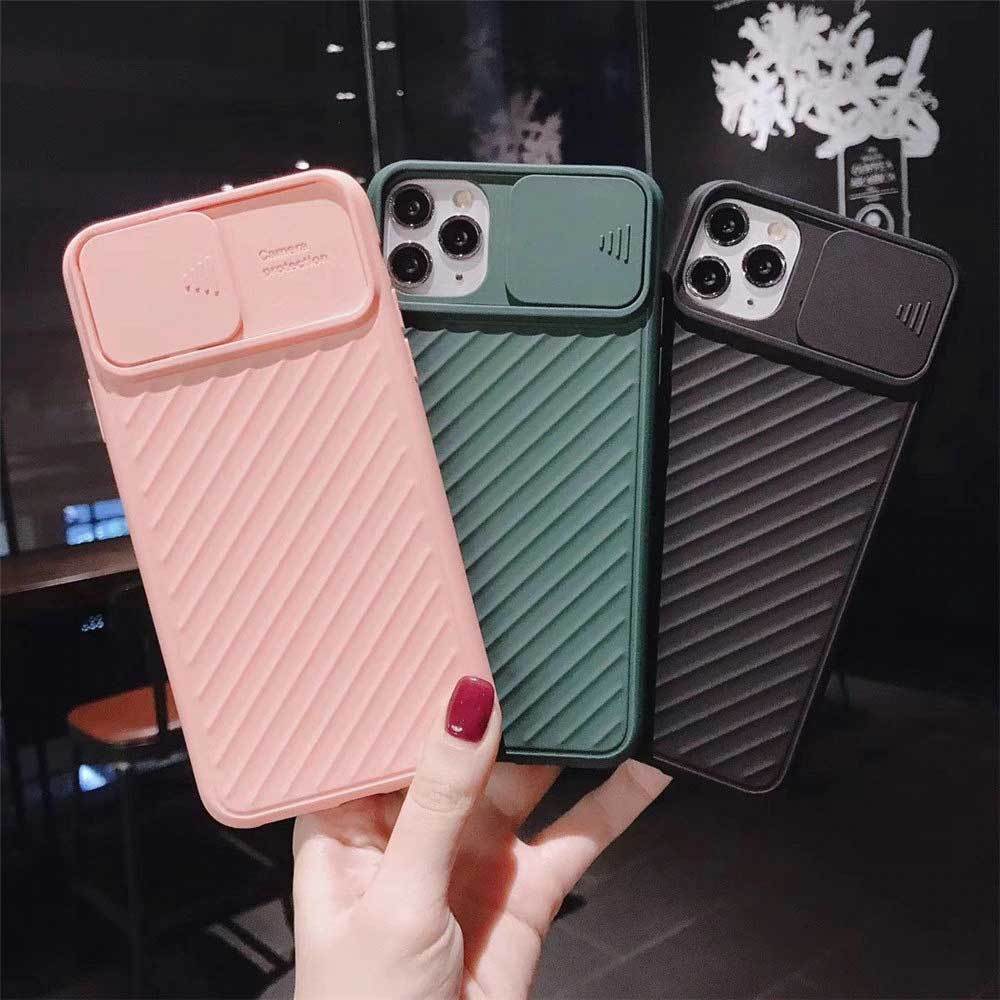 Slide Camera Lens Protector Phone Case Soft Silicone Cover Matte Back Cover