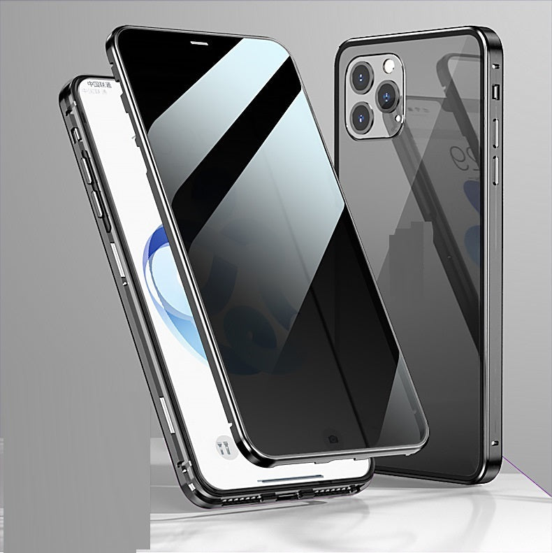 Double Sides Glass Cover Anti Privacy Protector Magnetic Absorption Case
