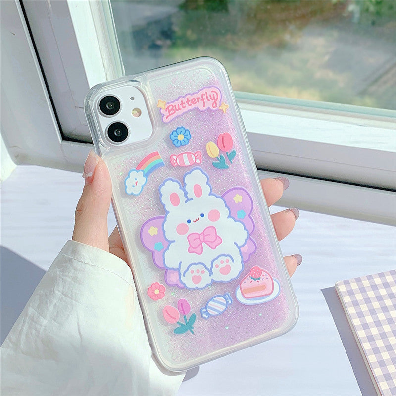 Compatible With  , Color Bear Quicksand Snowflake Phone Case Anti-drop