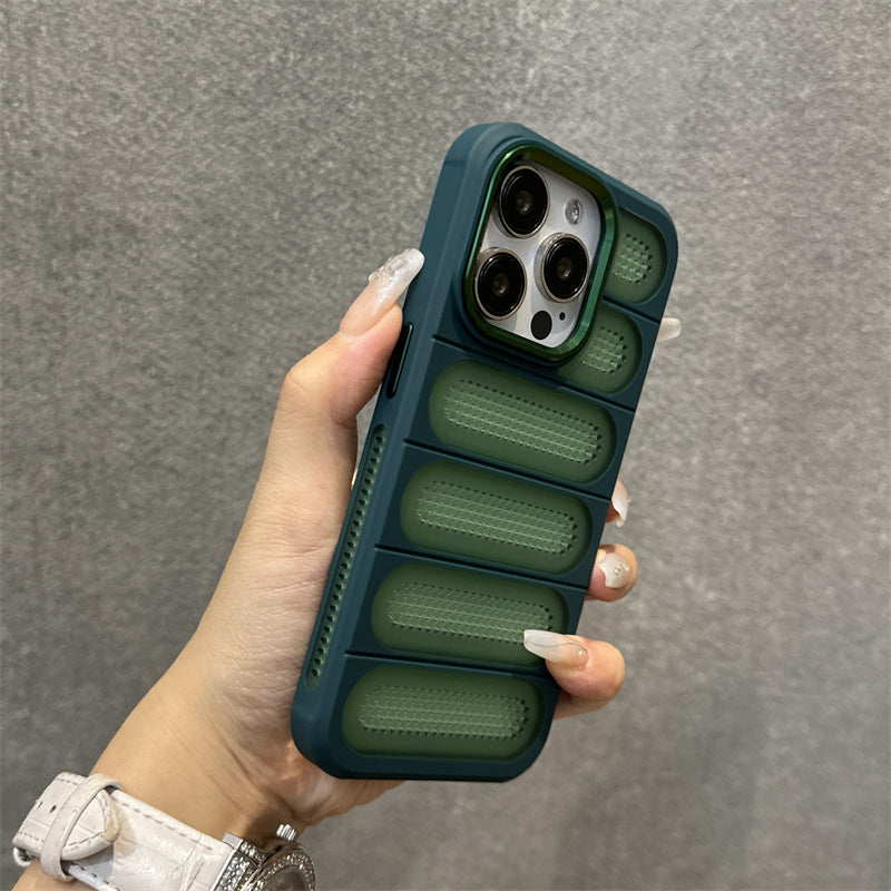 Breathable Heat Dissipation Mesh Case For Apple Phone 15 14 13 12 11 Pro Max Plus Matte Cooling Metal Lens Ring Hard Bumper Cover