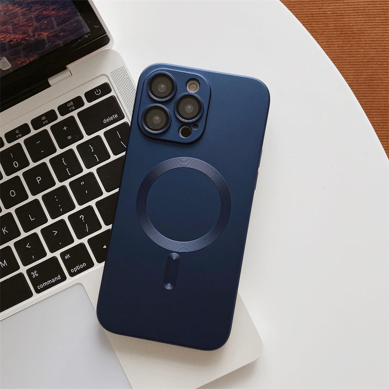 Magnetic Suction With Lens Film Electroplating Mobile Phone Case