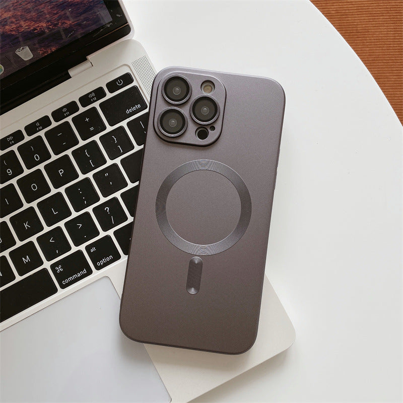 Magnetic Suction With Lens Film Electroplating Mobile Phone Case