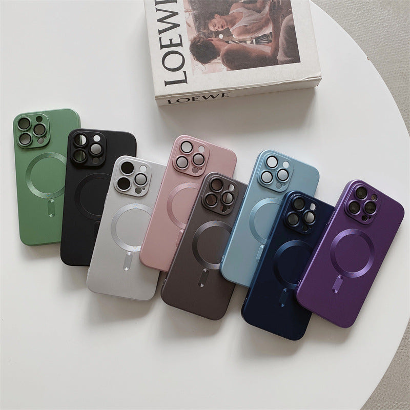Magnetic Suction With Lens Film Electroplating Mobile Phone Case